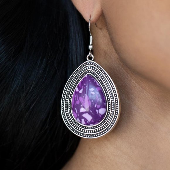 Terrazzo Tundra - Purple Earrings - Picture 2 of 2